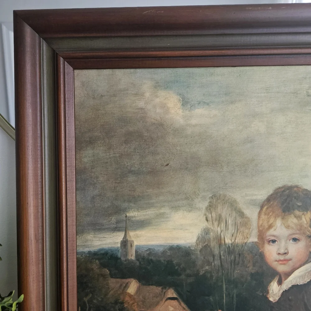 Vintage Art Print Wooden Frame John Hoppener The Bowden Children Wall Decor